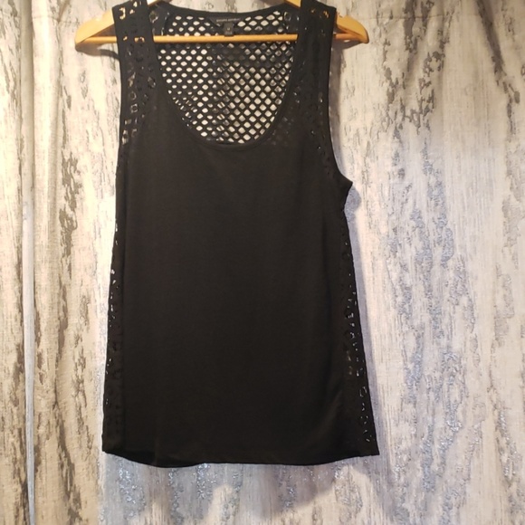 Banana Republic Balck Top with Lace and Mesh - Picture 1 of 3